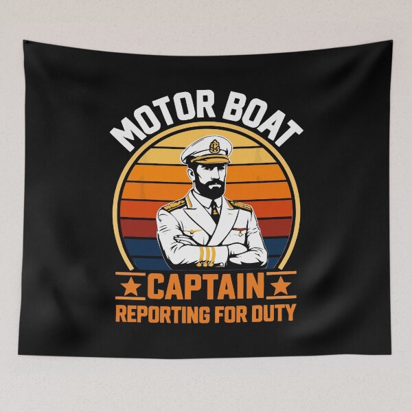 Item preview, Motor Boat Captain Reporting For Duty - Vintage Dad Grandpa Husband Art designed and sold by BendyBeasts.