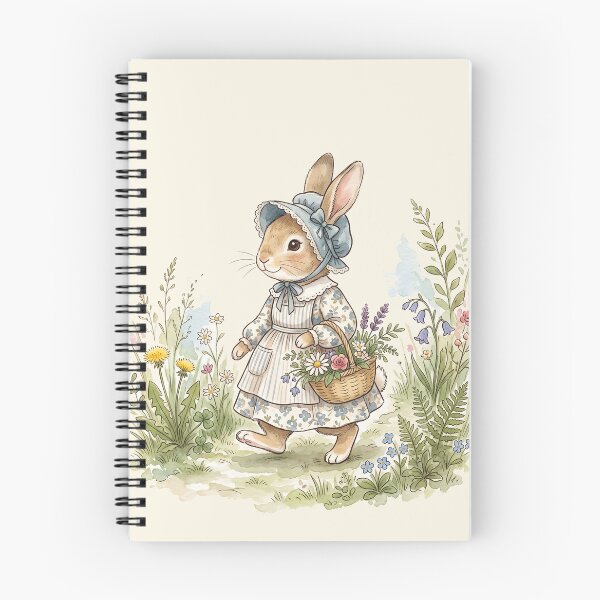 Item preview, Cottagecore Bunny with Flower Basket - Vintage Watercolor Illustration designed and sold by Pasteltone.