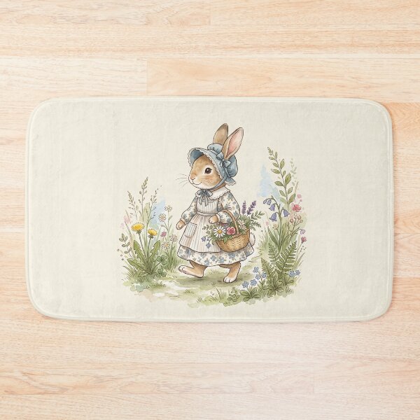 Item preview, Cottagecore Bunny with Flower Basket - Vintage Watercolor Illustration designed and sold by Pasteltone.