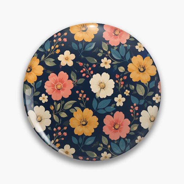 Item preview, Vintage Floral Pattern Navy Blue Botanical Garden Art designed and sold by Aureva Arts Shop.