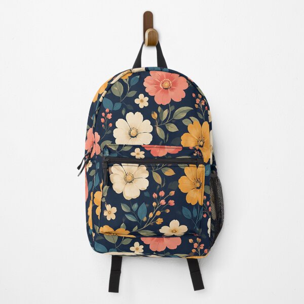 Item preview, Vintage Floral Pattern Navy Blue Botanical Garden Art designed and sold by Aureva Arts Shop.