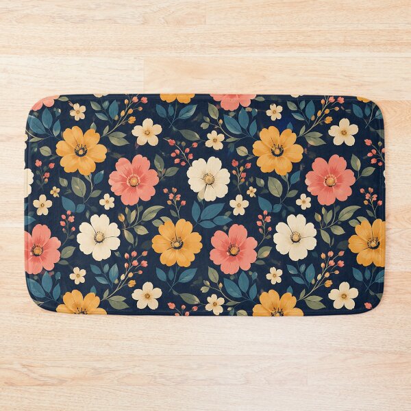 Item preview, Vintage Floral Pattern Navy Blue Botanical Garden Art designed and sold by Aureva Arts Shop.