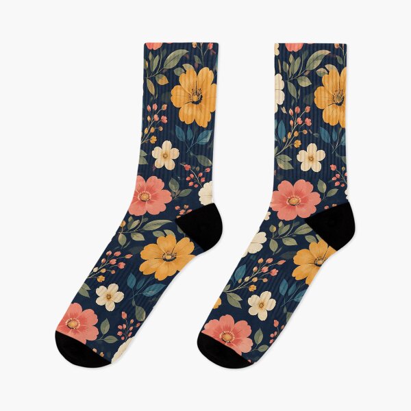 Item preview, Vintage Floral Pattern Navy Blue Botanical Garden Art designed and sold by Aureva Arts Shop.