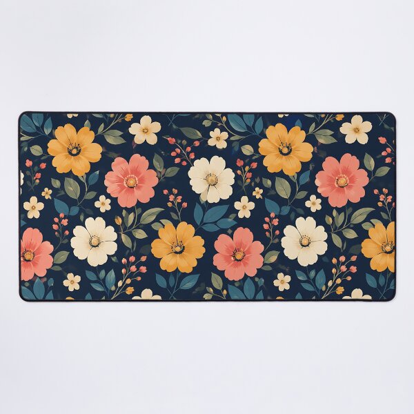 Item preview, Vintage Floral Pattern Navy Blue Botanical Garden Art designed and sold by Aureva Arts Shop.