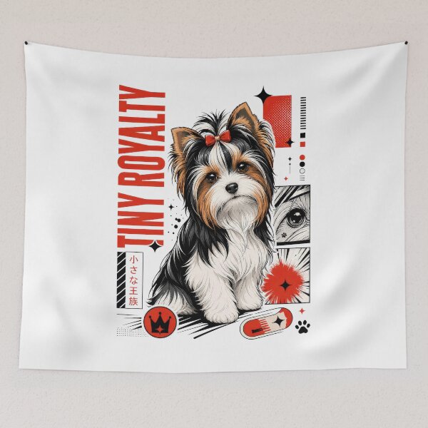 Item preview, Tiny Royalty Biewer Yorkie Puppy with Bow designed and sold by AntiqueImages.