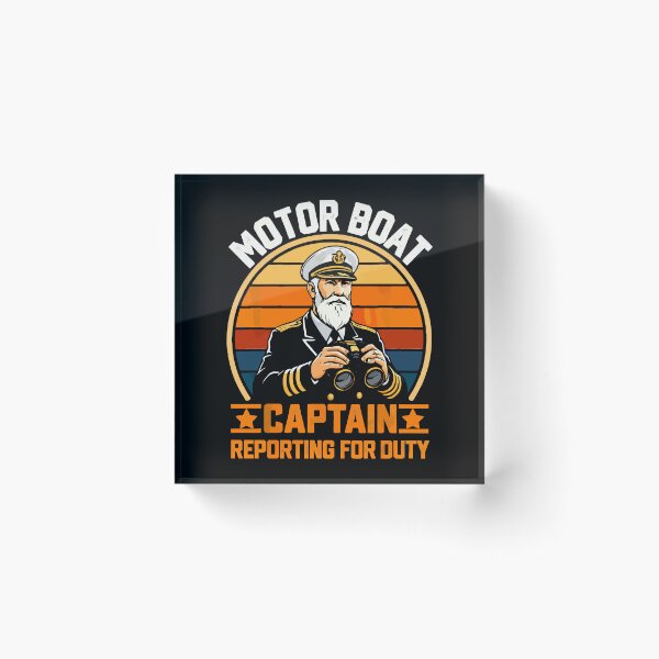 Item preview, Motor Boat Captain Reporting For Duty - Vintage Dad Grandpa Husband Art designed and sold by BendyBeasts.
