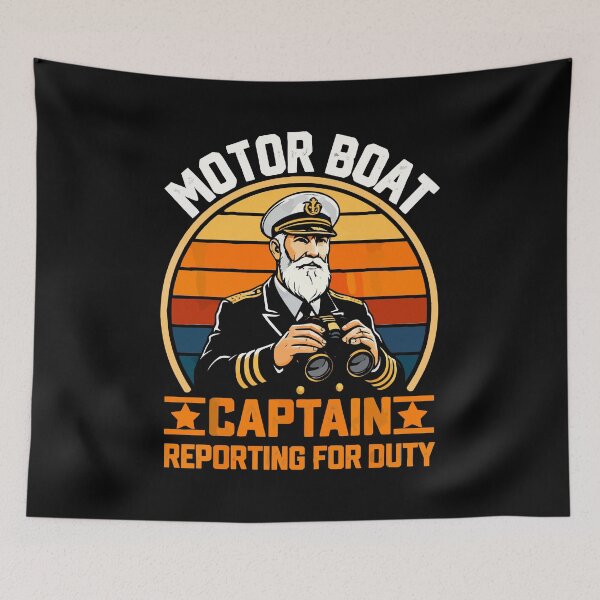 Item preview, Motor Boat Captain Reporting For Duty - Vintage Dad Grandpa Husband Art designed and sold by BendyBeasts.