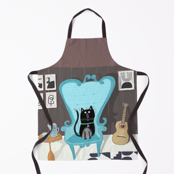 Item preview, Cute Cat On A Blue Chair In Trendy Interior By Artist Carla Daly designed and sold by Carla Daly.