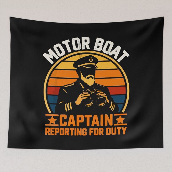 Item preview, Motor Boat Captain Reporting For Duty - Vintage Dad Grandpa Husband Art designed and sold by BendyBeasts.