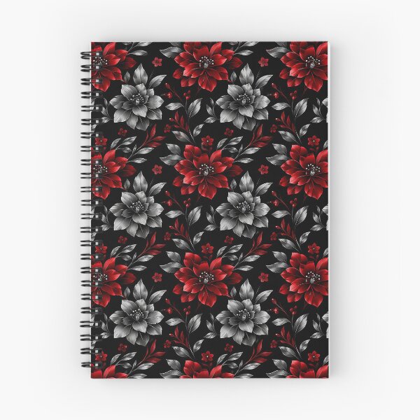 Item preview, Dark Floral Pattern Red and Silver Botanical Design designed and sold by Aureva Arts Shop.