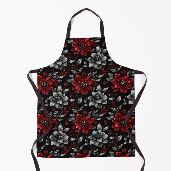 Item preview, Dark Floral Pattern Red and Silver Botanical Design designed and sold by Aureva Arts Shop.