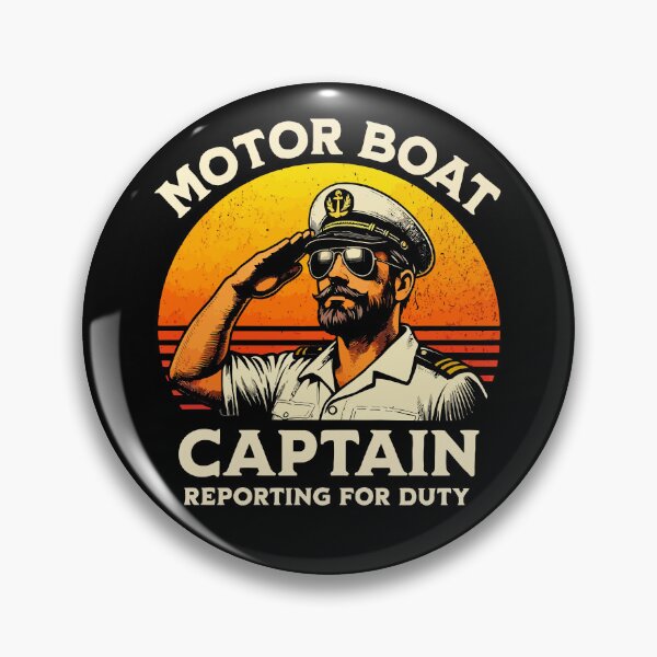 Item preview, Motor Boat Captain Reporting For Duty - Vintage Dad Grandpa Husband Art designed and sold by BendyBeasts.