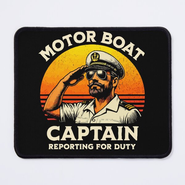 Item preview, Motor Boat Captain Reporting For Duty - Vintage Dad Grandpa Husband Art designed and sold by BendyBeasts.