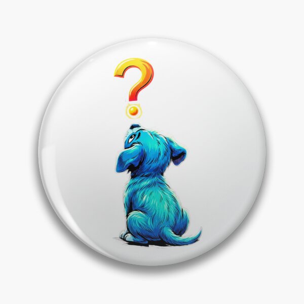 Item preview, Curious Blue Puppy Sitting from Behind Looking Up at a Question Mark - Comic Pop Art  designed and sold by VibranPalette.