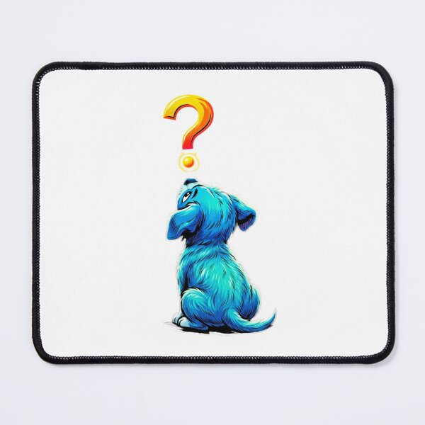 Item preview, Curious Blue Puppy Sitting from Behind Looking Up at a Question Mark - Comic Pop Art designed and sold by VibranPalette.