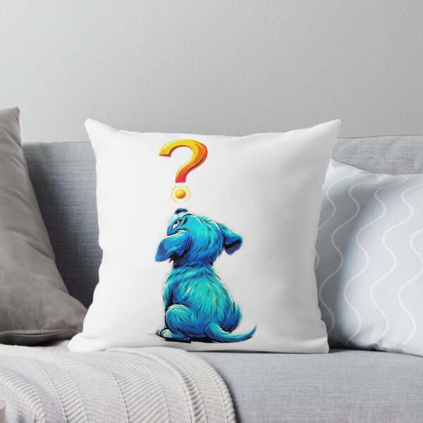 Item preview, Curious Blue Puppy Sitting from Behind Looking Up at a Question Mark - Comic Pop Art  designed and sold by VibranPalette.