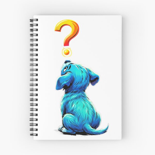 Item preview, Curious Blue Puppy Sitting from Behind Looking Up at a Question Mark - Comic Pop Art  designed and sold by VibranPalette.