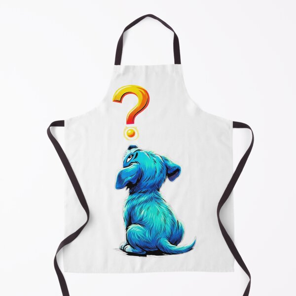 Item preview, Curious Blue Puppy Sitting from Behind Looking Up at a Question Mark - Comic Pop Art designed and sold by VibranPalette.
