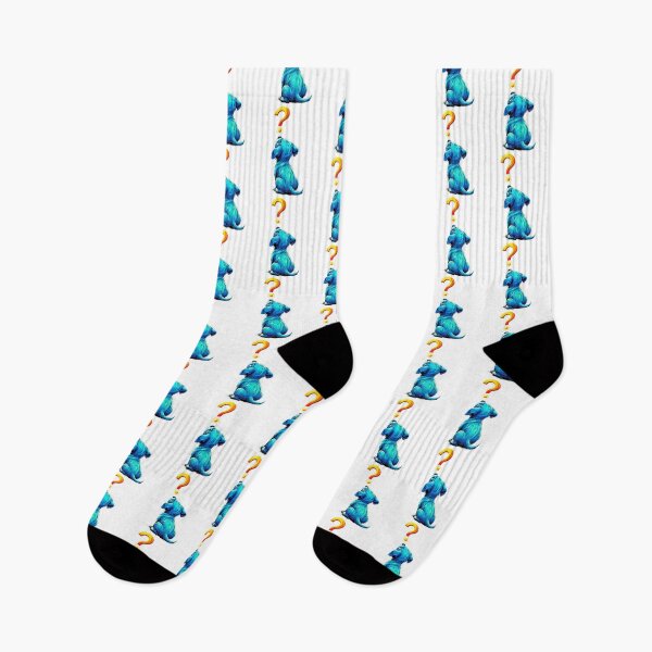 Item preview, Curious Blue Puppy Sitting from Behind Looking Up at a Question Mark - Comic Pop Art  designed and sold by VibranPalette.