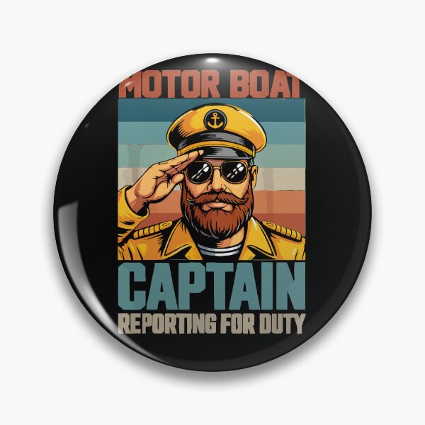 Item preview, Motor Boat Captain Reporting For Duty - Vintage Dad Grandpa Husband Art designed and sold by BendyBeasts.
