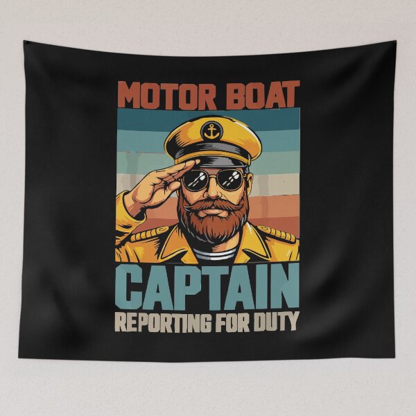 Item preview, Motor Boat Captain Reporting For Duty - Vintage Dad Grandpa Husband Art designed and sold by BendyBeasts.
