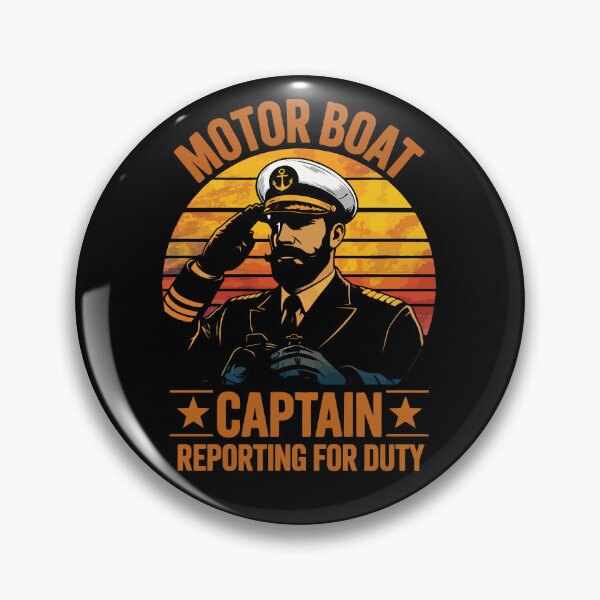 Item preview, Motor Boat Captain Reporting For Duty - Vintage Dad Grandpa Husband Art designed and sold by BendyBeasts.
