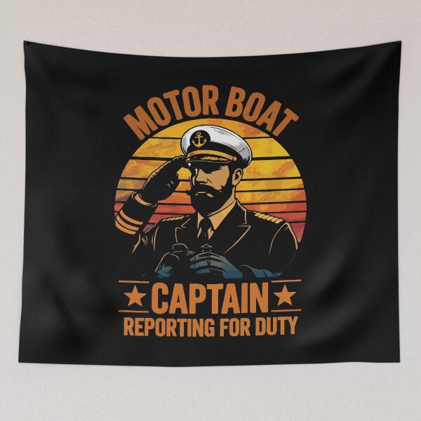 Item preview, Motor Boat Captain Reporting For Duty - Vintage Dad Grandpa Husband Art designed and sold by BendyBeasts.
