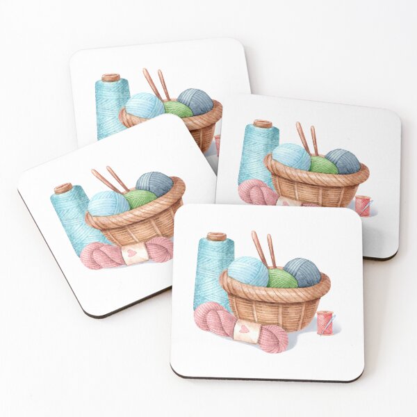 Item preview, Watercolor Knitting Basket Clipart | Yarn, Thread & Needles PNG designed and sold by White Rabbit Design .