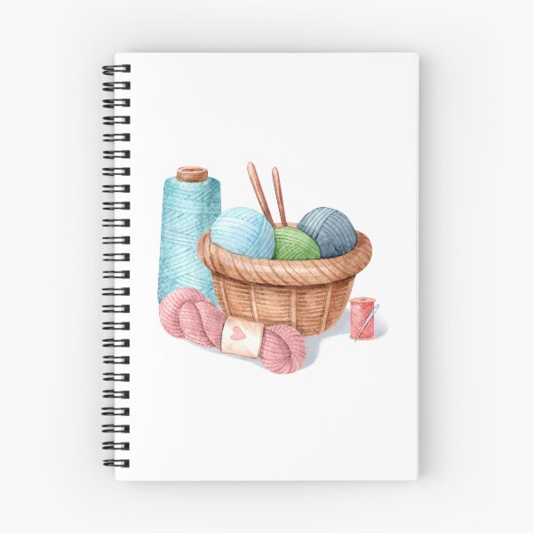 Item preview, Watercolor Knitting Basket Clipart | Yarn, Thread & Needles PNG designed and sold by White Rabbit Design .