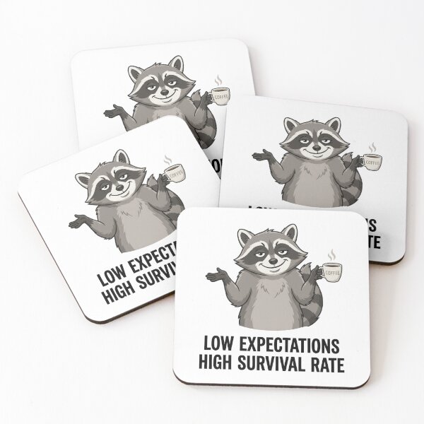 Item preview, Low Expectations High Survival Rate Funny Raccoon designed and sold by PlumArtDesign.