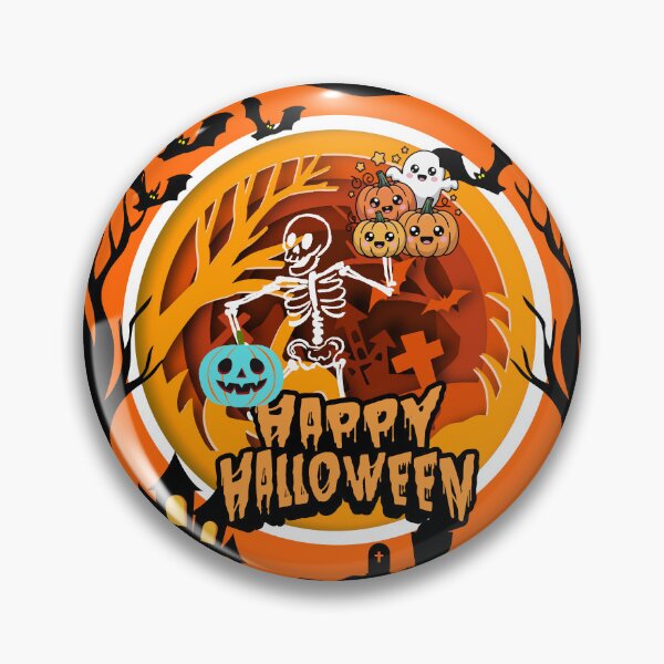 Item preview, Cute Happy Halloween Skeleton with Pumpkins & Ghost | Spooky Halloween Graphic Design designed and sold by Palette _Vibes.