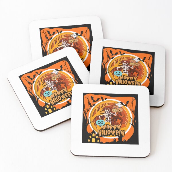 Item preview, Cute Happy Halloween Skeleton with Pumpkins & Ghost | Spooky Halloween Graphic Design designed and sold by Palette _Vibes.
