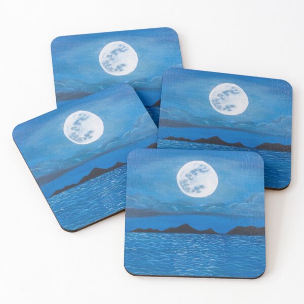 Item preview, Moonlit Lake Night Landscape Painting designed and sold by ARTIFIED.BY.FRIENDSHIP.