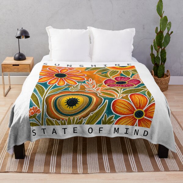 Item preview, Sunshine State of Mind, Retro Wildflower Floral, Boho Sunflower, Botanical designed and sold by RafaelScherer.