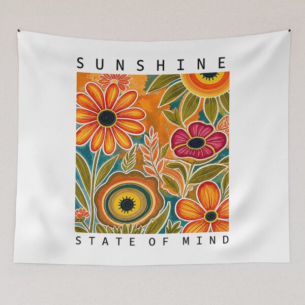 Item preview, Sunshine State of Mind, Retro Wildflower Floral, Boho Sunflower, Botanical designed and sold by RafaelScherer.