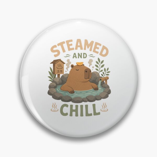 Item preview, Capybara Relaxing in Hot Spring with Orange and Text Isolated designed and sold by RGShirtWorks.