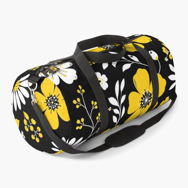 Item preview, Yellow and White Wildflower Floral Pattern on Black Background designed and sold by Aureva Arts Shop.