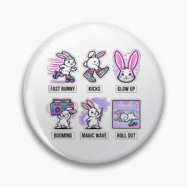 Item preview, Retro Roller Bunny Sticker Pack - Vintage Neon & Hoppy Puns designed and sold by SimpleP.