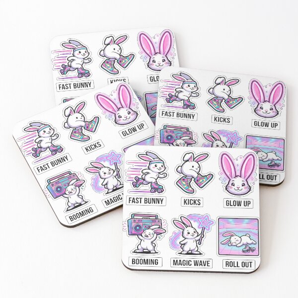 Item preview, Retro Roller Bunny Sticker Pack - Vintage Neon & Hoppy Puns designed and sold by SimpleP.