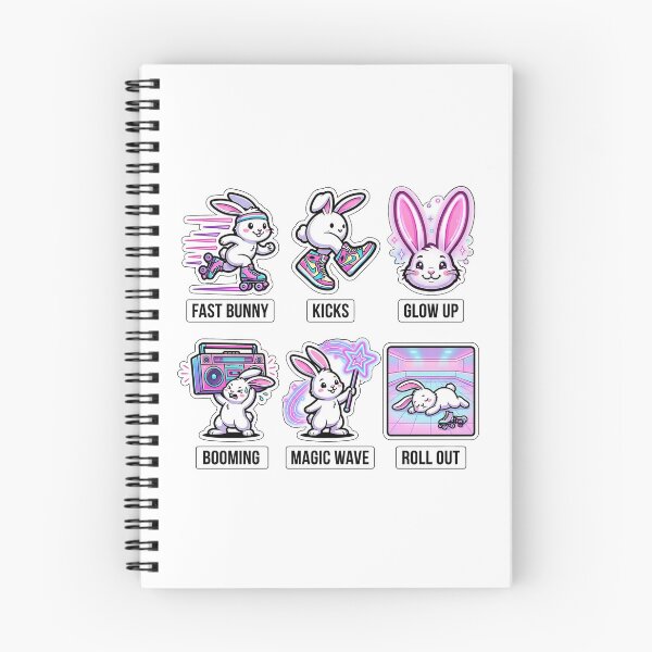Item preview, Retro Roller Bunny Sticker Pack - Vintage Neon & Hoppy Puns designed and sold by SimpleP.