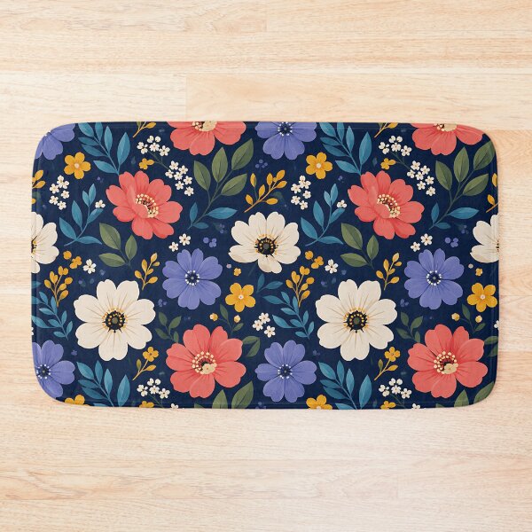Item preview, Ditsy Floral Pattern Navy Blue Botanical Wildflower Art designed and sold by Aureva Arts Shop.