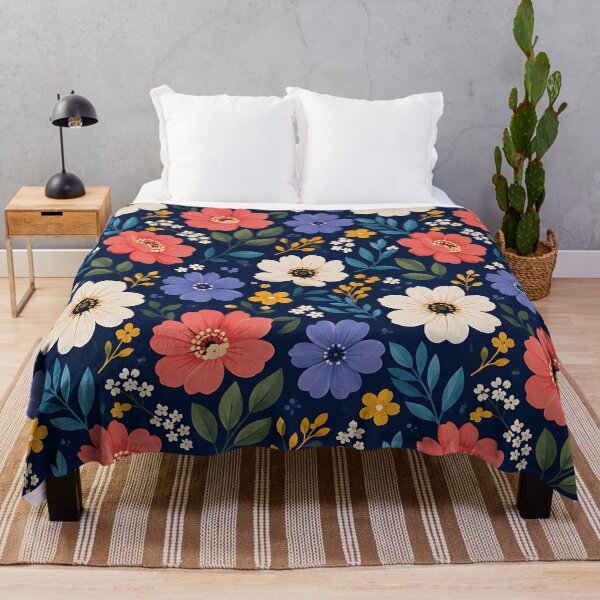 Item preview, Ditsy Floral Pattern Navy Blue Botanical Wildflower Art designed and sold by Aureva Arts Shop.