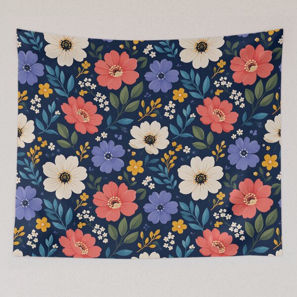 Item preview, Ditsy Floral Pattern Navy Blue Botanical Wildflower Art designed and sold by Aureva Arts Shop.