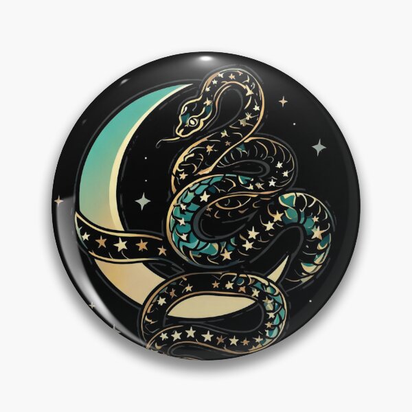 Item preview, Celestial Snake and Moon — Mystic Tattoo Art Sticker designed and sold by NUFADE.