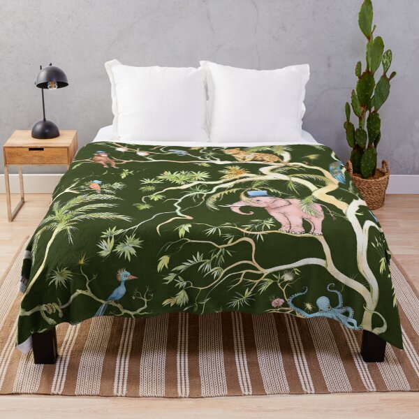 Item preview, SURREALIST'S CHINOISERIE - VIBRANT COLORS ON DARK GREEN designed and sold by FISCHKANDI DESIGN STUDIO.