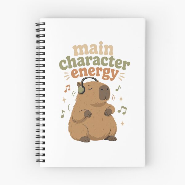 Item preview, Cute Capybara Wearing Headphones with Main Character Energy Text designed and sold by RGShirtWorks.