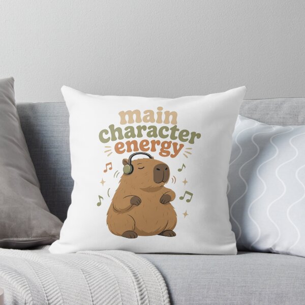 Item preview, Cute Capybara Wearing Headphones with Main Character Energy Text designed and sold by RGShirtWorks.