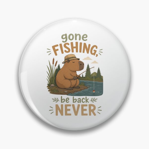 Item preview, Gone Fishing Capybara Illustration designed and sold by RGShirtWorks.