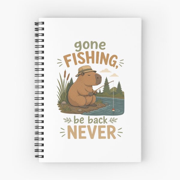 Item preview, Gone Fishing Capybara Illustration designed and sold by RGShirtWorks.