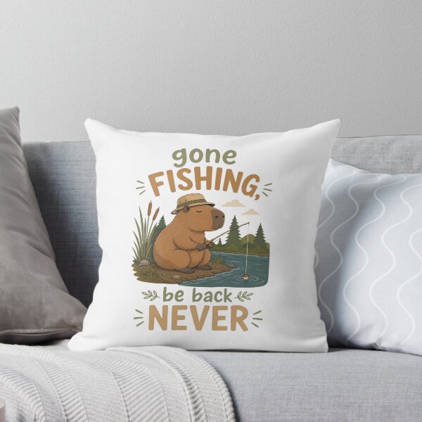 Item preview, Gone Fishing Capybara Illustration designed and sold by RGShirtWorks.